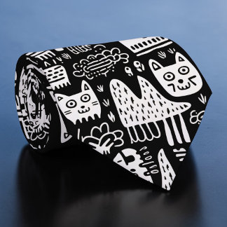 Cravate Tie personnalisé à motifs noir et blanc