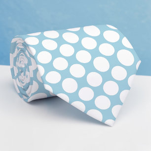 Cravate Tie personnalisé à pois géants bleu poussiéreux