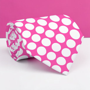 Cravate Tie personnalisé à pois géants rose chaud
