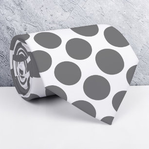 Cravate Tie personnalisé à pois gris foncé sur fond blanc
