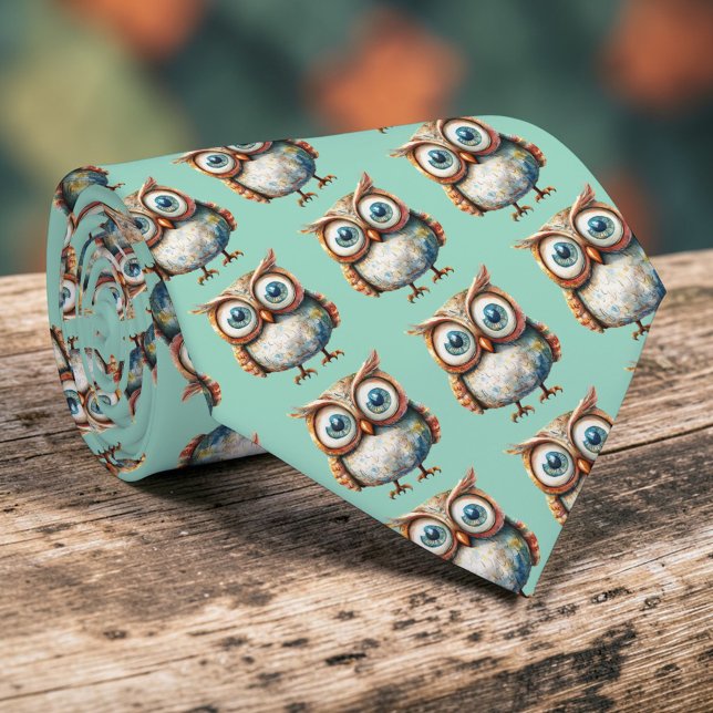 Cravate Tie personnalisé Chouette Capricieuse (Créateur téléchargé)