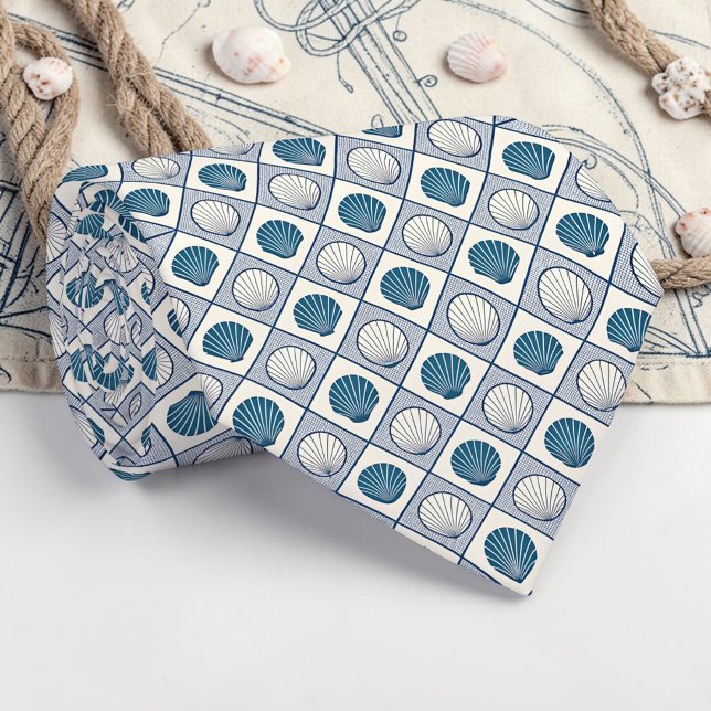 Cravate Tie personnalisé Coquillages Marins (Créateur téléchargé)