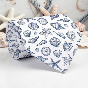 Cravate Tie personnalisé Coquillages Marins