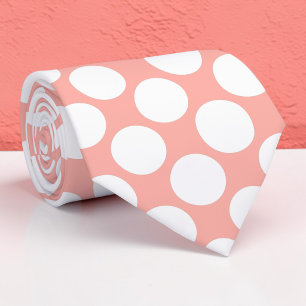 Cravate Tie personnalisé gros pois saumon