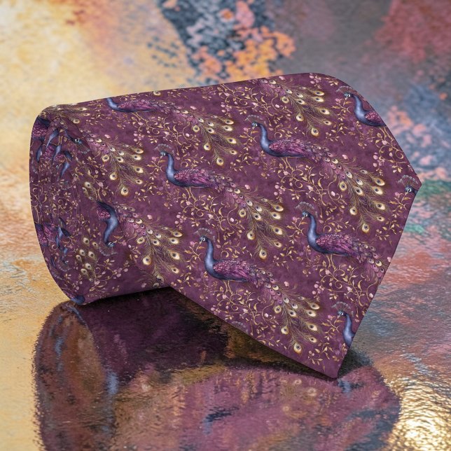 Cravate Tie personnalisé motif paon (Créateur téléchargé)