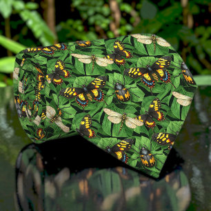 Cravate Tie personnalisé motif papillons et insectes