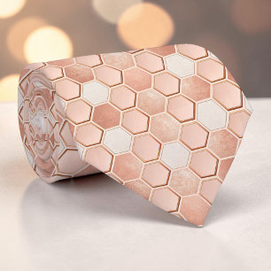 Cravate Tie personnalisé motif ruche abeille rose