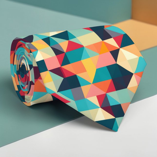 Cravate Tie personnalisé multi-couleurs géométrique abstra (Créateur téléchargé)