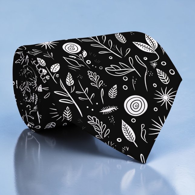 Cravate Tie personnalisé noir et blanc (Créateur téléchargé)