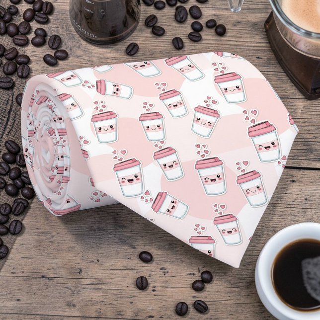 Cravate Tie personnalisé rose Café Latte (Créateur téléchargé)