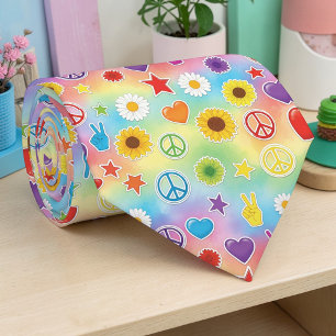 Cravate Tie personnalisé Signe de Paix Psychedelique