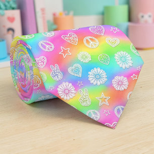 Cravate Tie personnalisé Signe de Paix Psychedelique