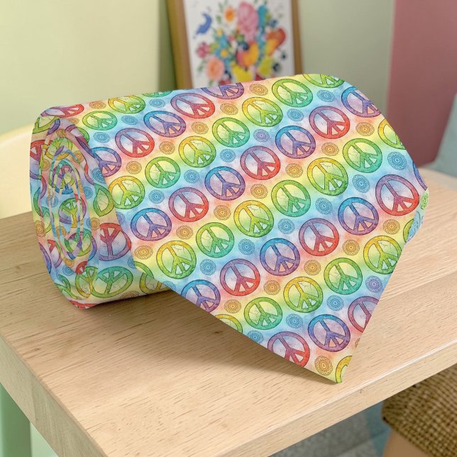 Cravate Tie personnalisé Signe de Paix Psychedelique (Créateur téléchargé)