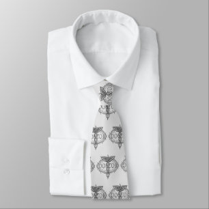 Cravate Tie personnalisé Silver Doctor Caducée avec nom pe