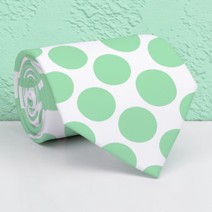 Cravate Tie personnalisé vert clair à pois sur fond blanc
