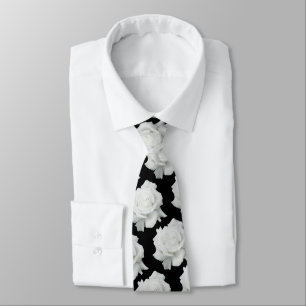 Cravate Tie Pétales de Rose Blanche