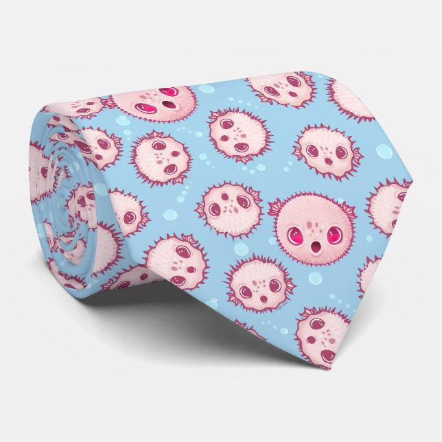 Cravate Tie Poisson-globe et Bulles Cou (Roulé)