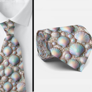 Cravate Tie pour amoureux de la plage   Coquillages opales