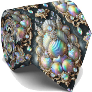 Cravate Tie pour amoureux de la plage   Motif coquillage d