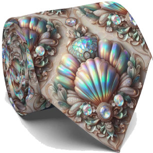 Cravate Tie pour amoureux de la plage   Motif coquillage d
