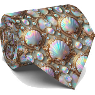Cravate Tie pour amoureux de la plage   Motif coquillage d