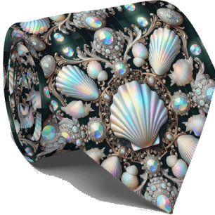 Cravate Tie pour amoureux de la plage   Motif coquillage d