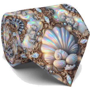 Cravate Tie pour amoureux de la plage   Motif coquillage d