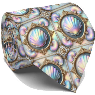 Cravate Tie pour amoureux de la plage   Motif coquillages 