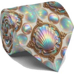 Cravate Tie pour amoureux de la plage   Motif coquillages 
