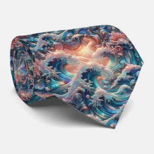 Cravate Tie pour amoureux de la plage Motif de corail oc