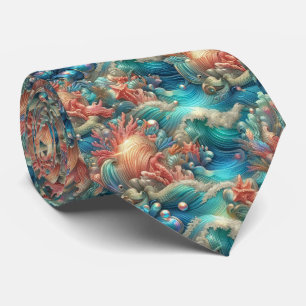 Cravate Tie pour amoureux de la plage Motif de corail oc