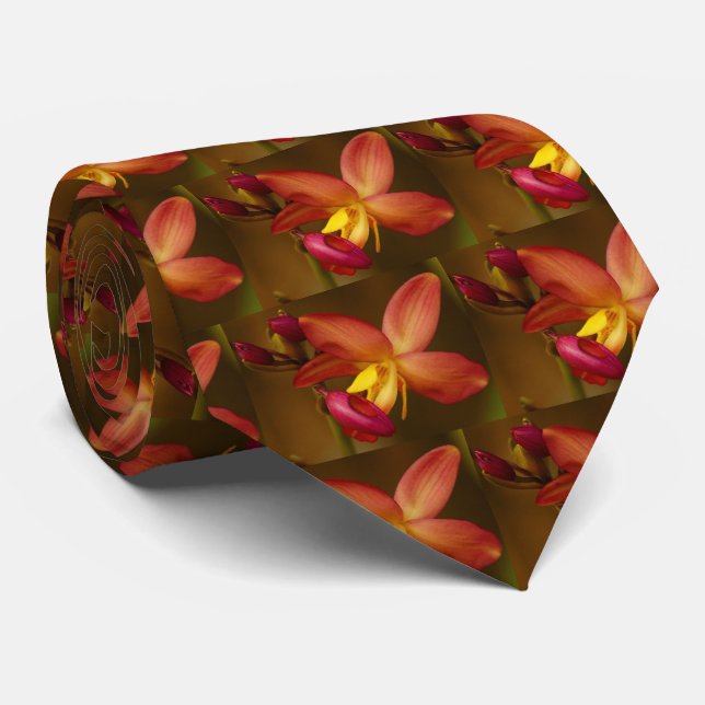 Cravate Tie pour homme Cattleya Orchidée (Roulé)