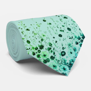 Cravate Tie pour homme fleuri vert menthe