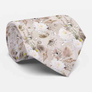 Cravate Tie pour homme floral à motif cacatoès boho