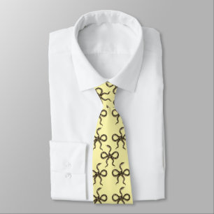 Cravate Tie pour homme jaune pâle à motif de serpent vinta