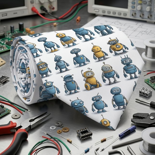 Cravate Tie pour homme Retro Robot (Créateur téléchargé)