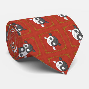 Cravate Tie pour homme Yin et Yang au motif de carpes koï