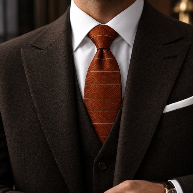 Cravate Tie rayée texturée orange brûlé (Créateur téléchargé)