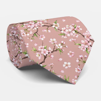 Cravate Tie rose avec motif floral blanc minuscule pour ho