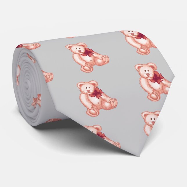 Cravate Tie rose ourson fille (Roulé)