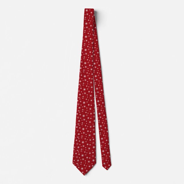 Cravate Tie rouge flocon de neige festive pour homme (Devant)