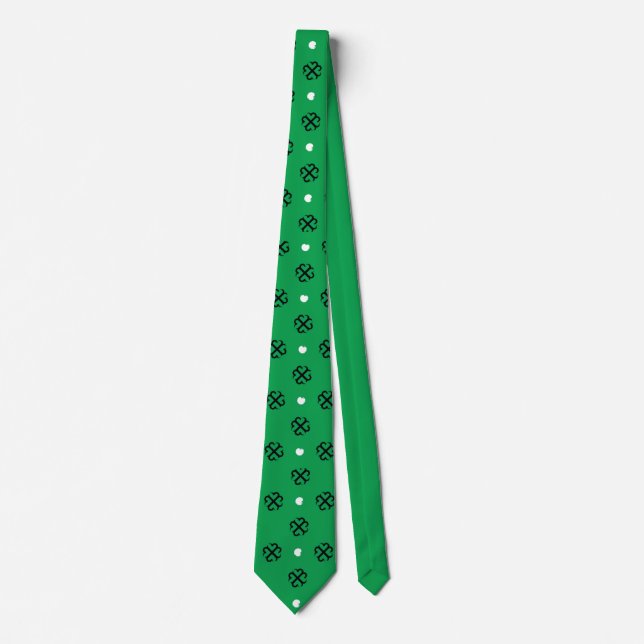Cravate Tie St Patrick Clover Point Vert Noir (Devant)