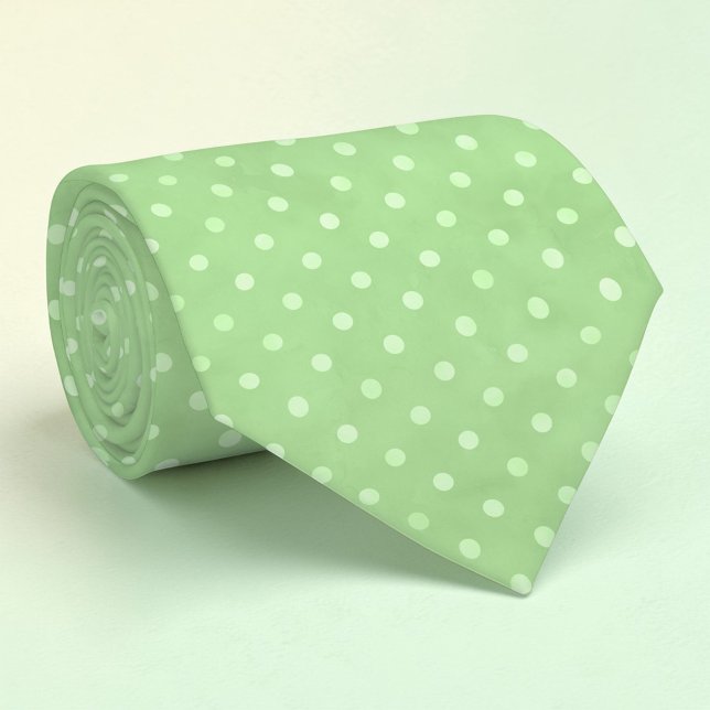 Cravate Tie vert avec pois blancs mini (Créateur téléchargé)