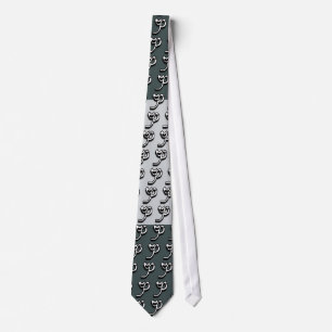 Cravate Tie Vert et Gris Monogramme P