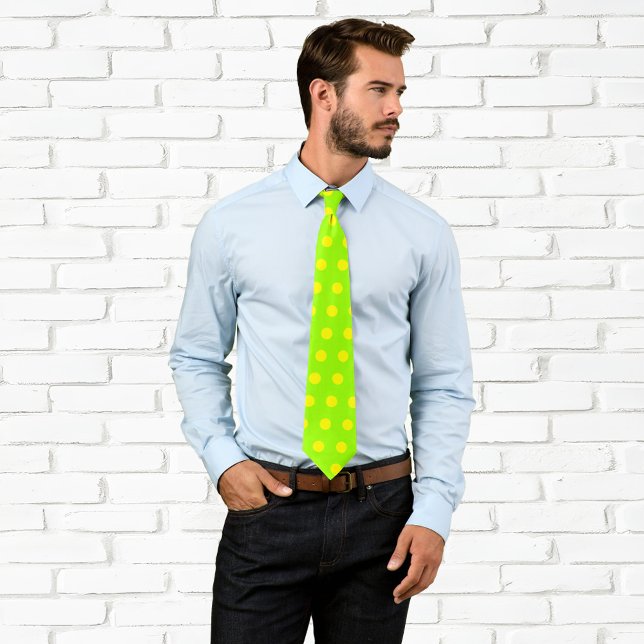 Cravate Tied à pois jaunes (Lime Yellow Polka Dots Tie)