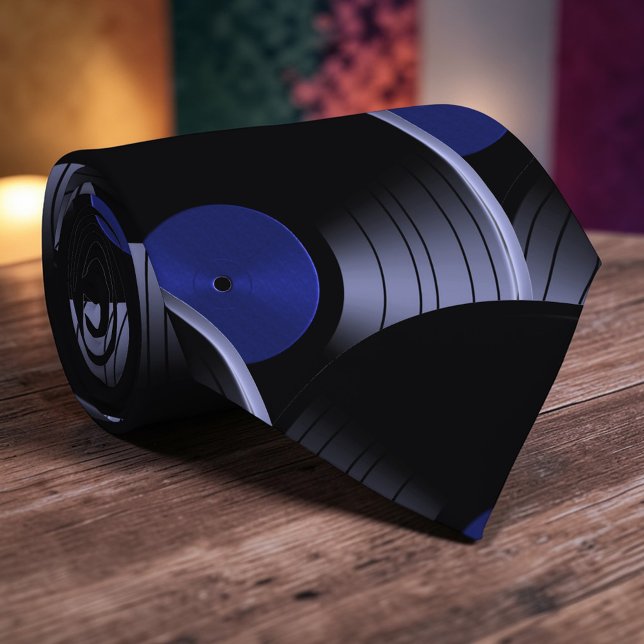 Cravate Tied de cou Culture Pop Disque Vinyle Rétro (Créateur téléchargé)