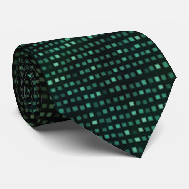 Cravate Tied de cou vert cyber Glitz (Roulé)