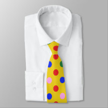 Tied de fête de clown_jaune avec des pois colorés