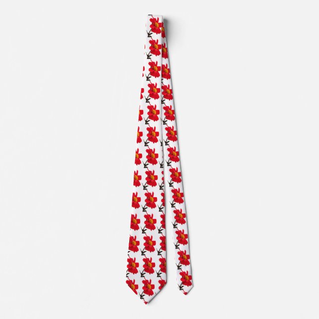 Cravate Tied de fleur de dahlia rouge (Devant)