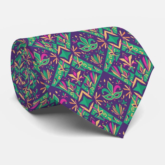 Cravate Tied de Mardi Gras Mascarade Diamant (Roulé)